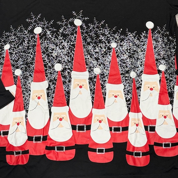 Mac & Belle Glittery Santa Black Long Sleeve Tunic Shirt - Picture 2 of 5
